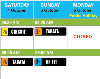 HF Timetable Labour Day 2025